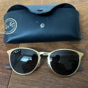 Ray Ban Gold Rim Sun Glasses